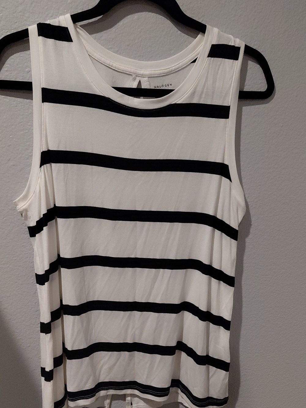 Halogen Black and White Striped Sleeveless Tank